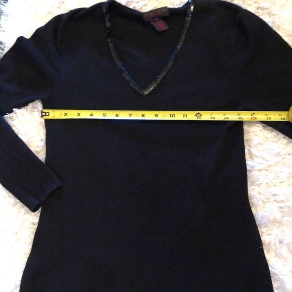 Ralph Ralph Lauren M silk and cotton beaded V-neck three-quarter sleeve dress - Picture 11 of 15